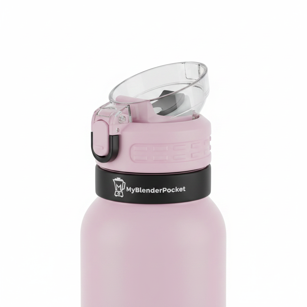 Gros plan du bouchon étanche de la bouteille rose
