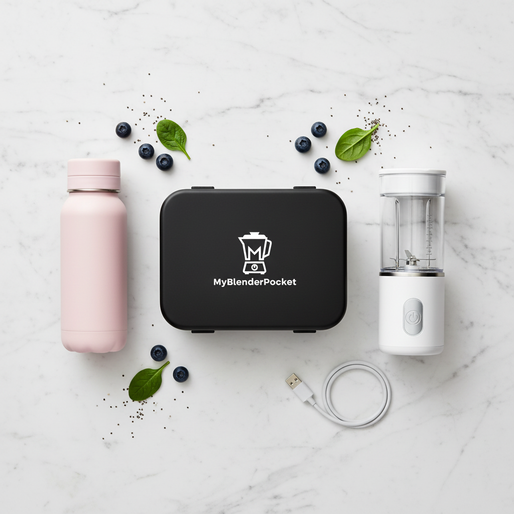 Lunch box noire avec blender portable lifestyle