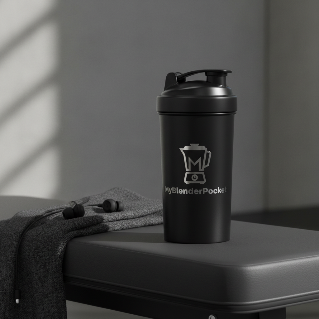 Shaker matte black sur un banc de gym