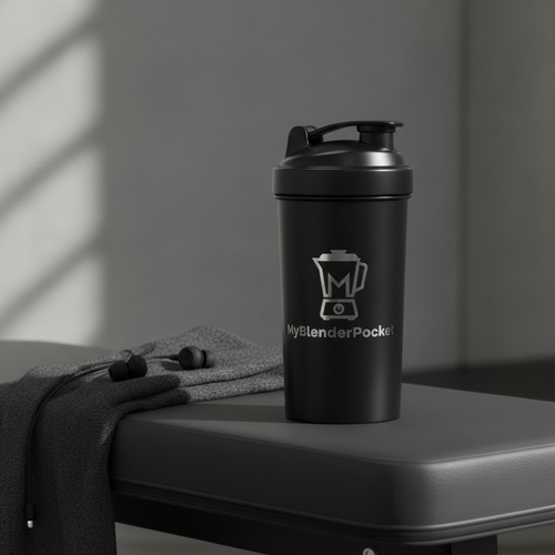 Shaker matte black sur un banc de gym