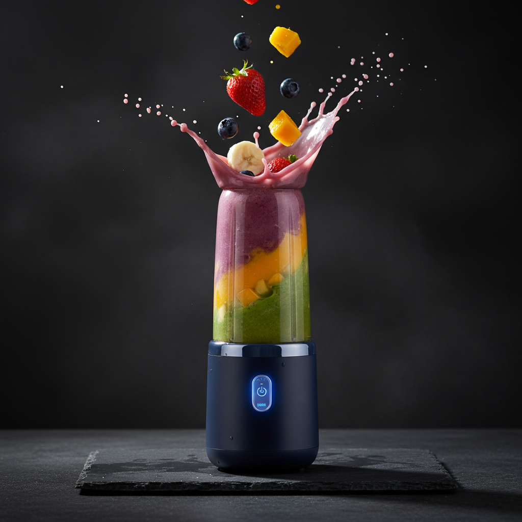 Mini Blender USB smoothie action shot