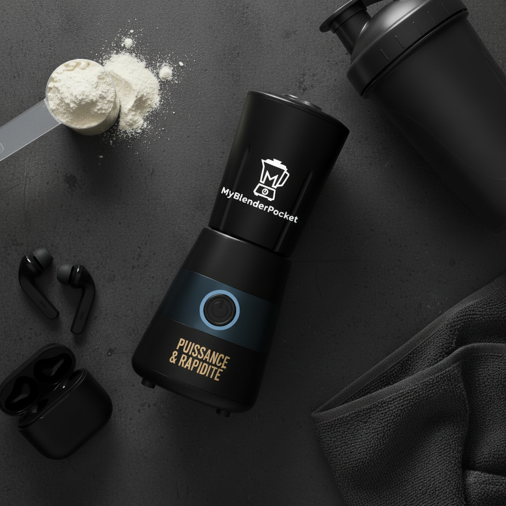 PocketV2 blender flat lay fitness avec logo